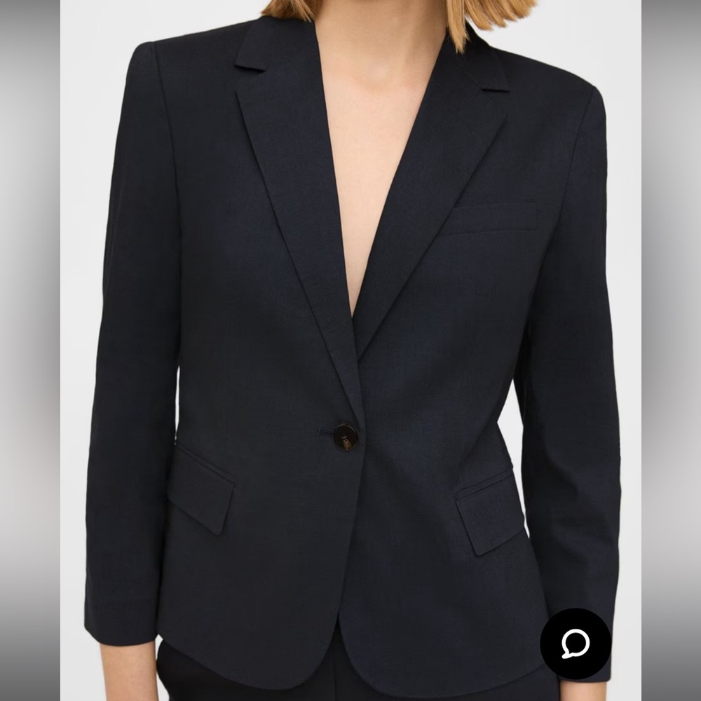 NWT Theory Shrunken Blazer in Stretch Linen-Blend - Black - Sz 0